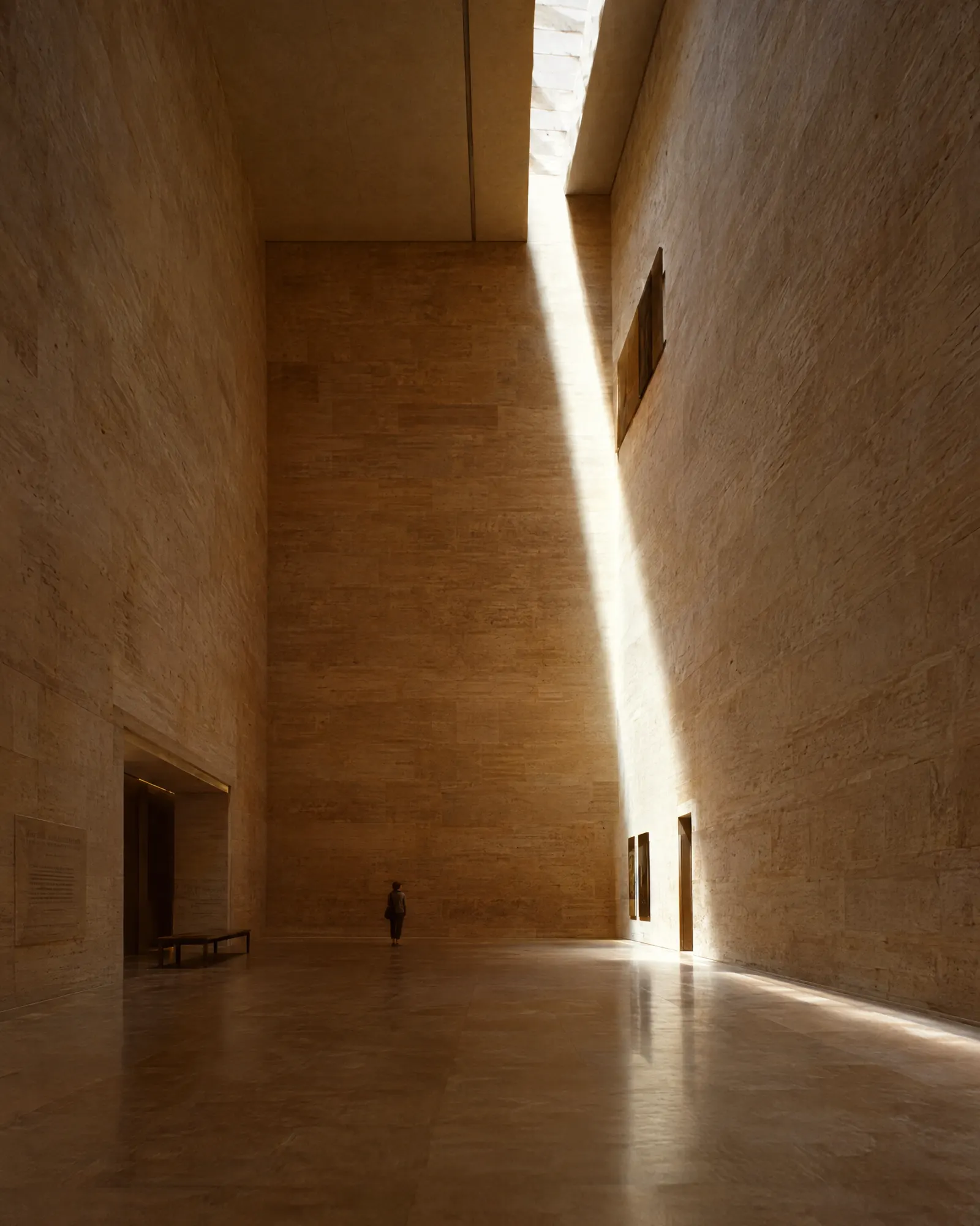 Delta Museum main hall, daylight falling through the light slot