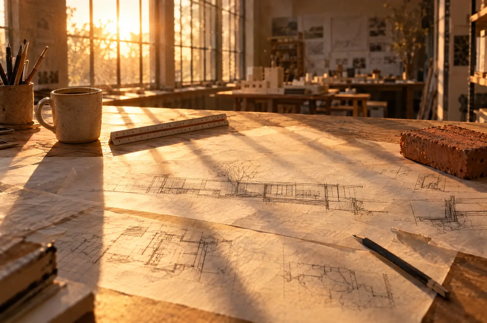 Sections in pencil, before anything is modelled